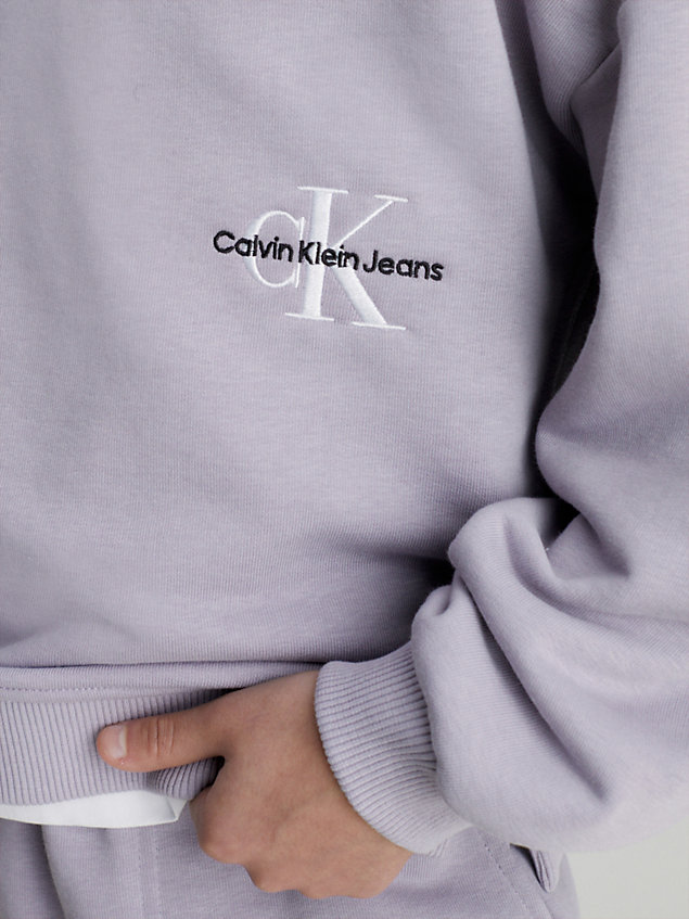 grey relaxed hoodie met logo voor meisjes - calvin klein jeans