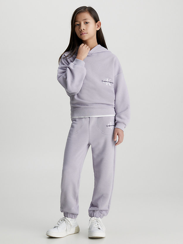 lavender aura relaxed logo hoodie for girls calvin klein jeans