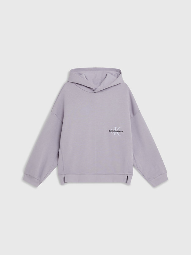 lavender aura relaxed hoodie met logo voor meisjes - calvin klein jeans