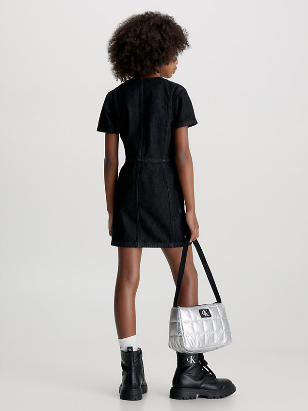 black slim denim jurk voor meisjes - calvin klein jeans