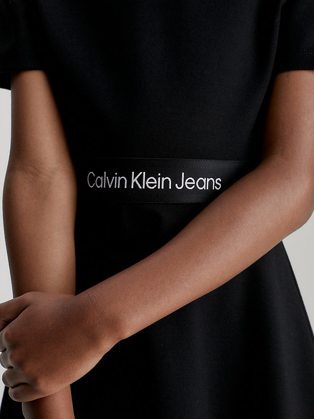 robe évasée en milano avec logo black pour filles calvin klein jeans