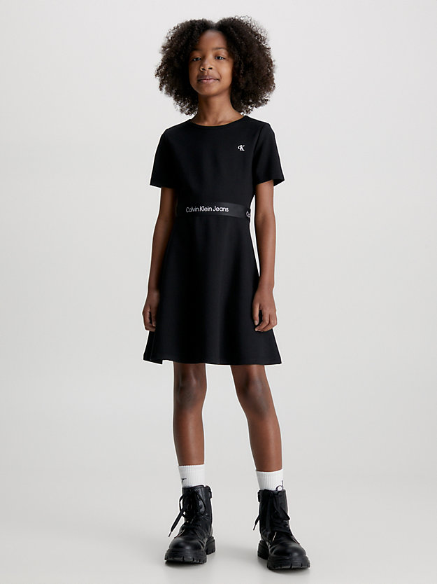 ck black flared milano logo dress for girls calvin klein jeans