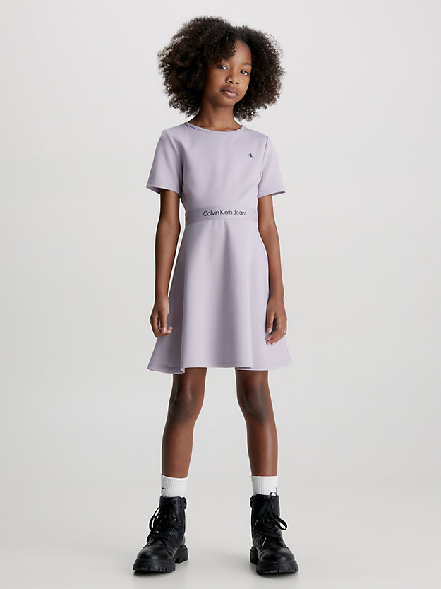 lavender aura flared milano logo dress for girls calvin klein jeans