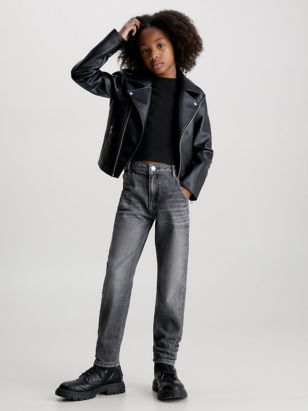 black faux leather jacket for girls calvin klein jeans