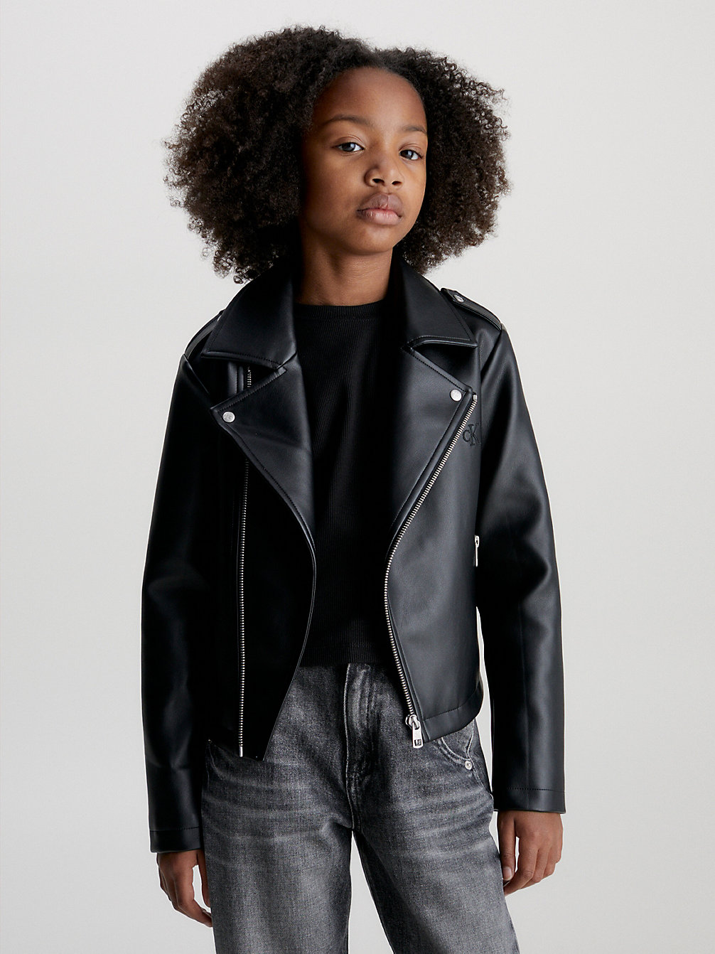CK BLACK Faux Leather Jacket undefined girls Calvin Klein