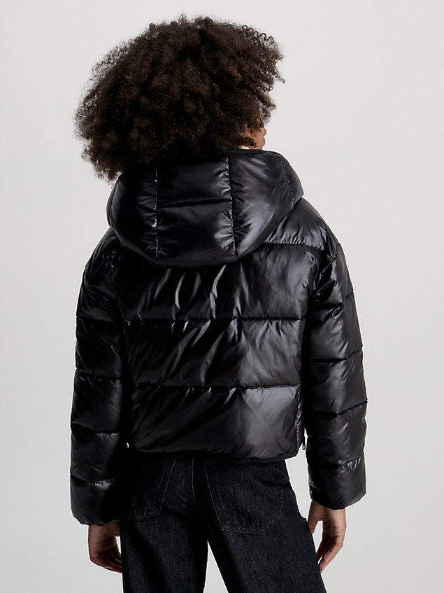 black boxy cropped puffer jacket for girls calvin klein jeans