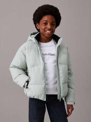 grey puffer jacket for girls calvin klein jeans