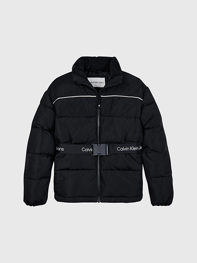 black slim belted padded jacket for girls calvin klein jeans