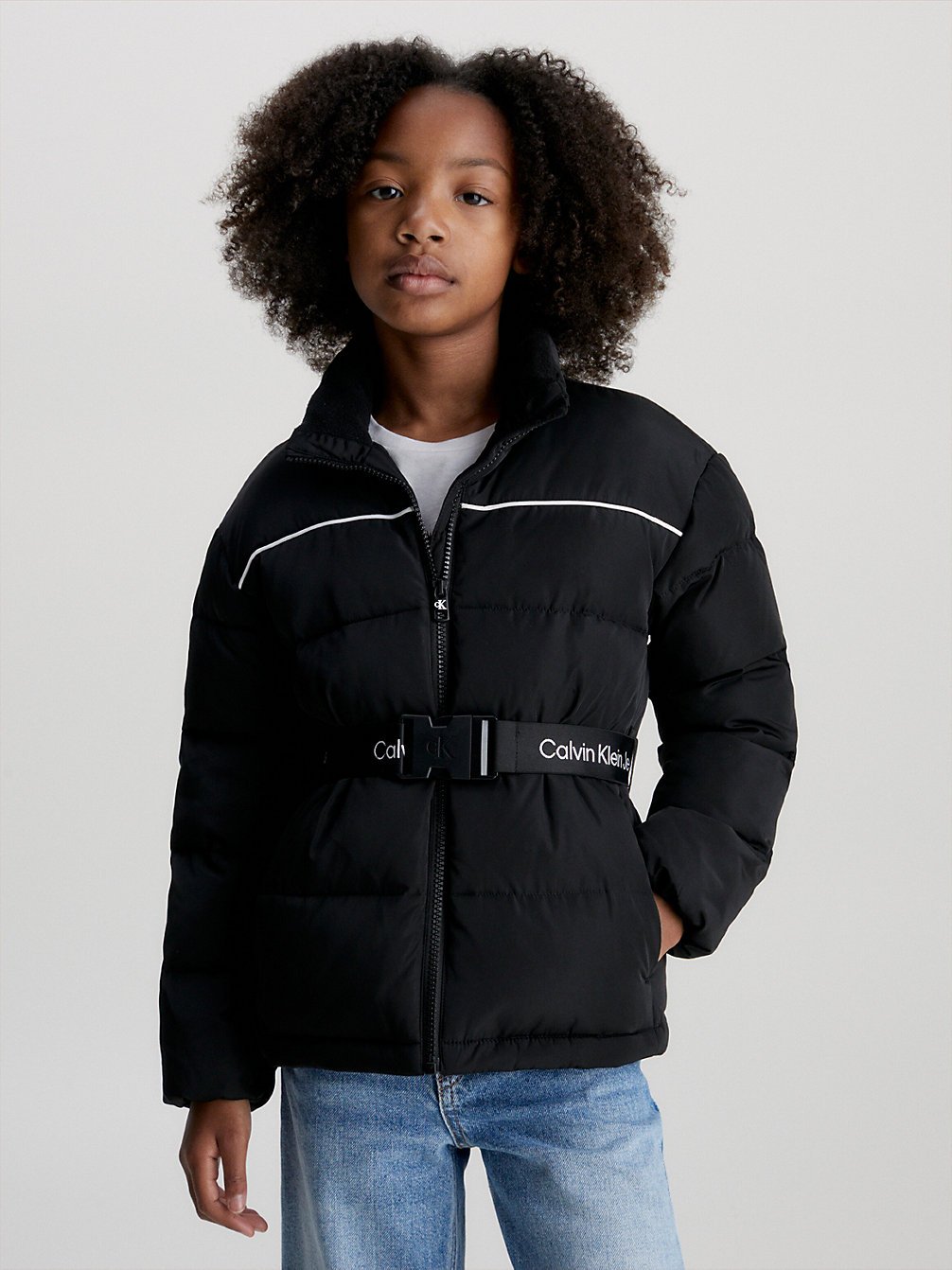 CK BLACK Slim Belted Padded Jacket undefined girls Calvin Klein