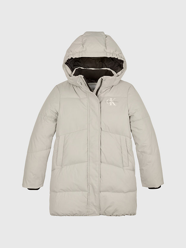 plaza taupe hooded puffer coat for girls calvin klein jeans