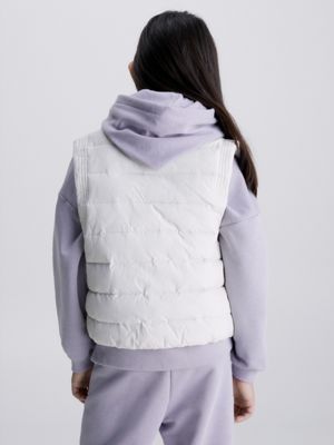 grey crinkle nylon quilted gilet for girls calvin klein jeans