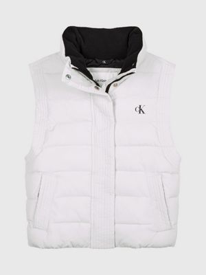 grey crinkle nylon quilted gilet for girls calvin klein jeans