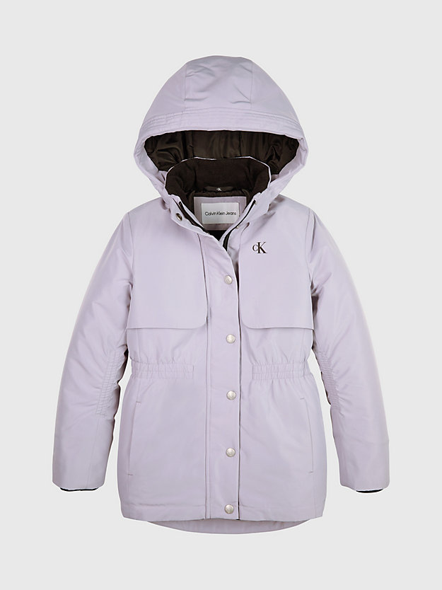 lavender aura laminated padded jacket for girls calvin klein jeans