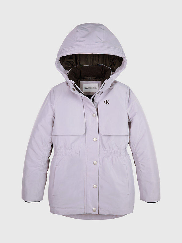 grey laminated padded jacket for girls calvin klein jeans