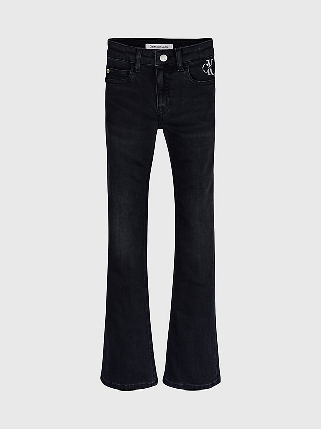 black mid rise flared jeans for girls calvin klein jeans