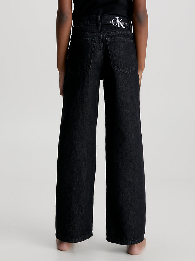 black high rise wide leg jeans for girls calvin klein jeans