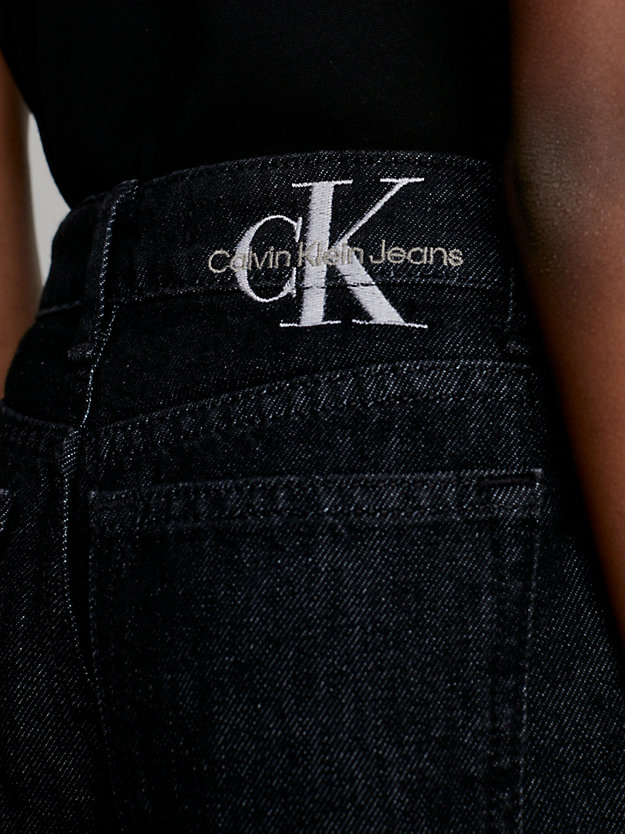 authentic black high rise wide leg jeans voor meisjes - calvin klein jeans