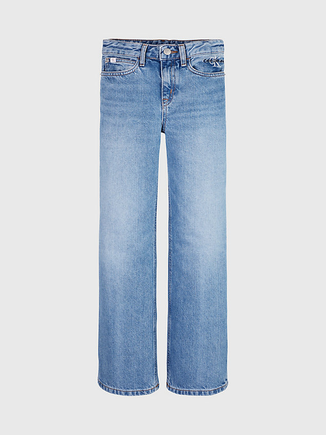 blue wide leg workwear jeans for girls calvin klein jeans