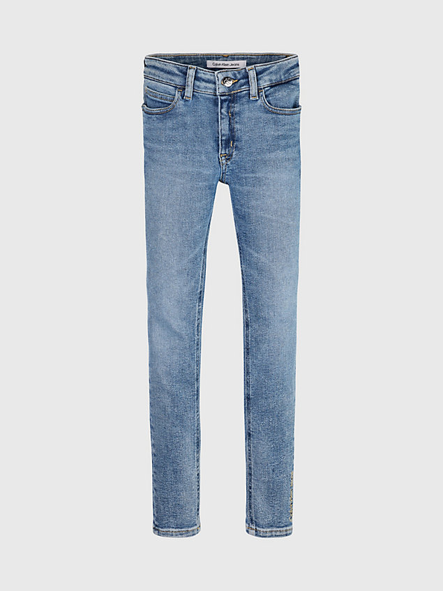 blue mid rise skinny jeans voor meisjes - calvin klein jeans