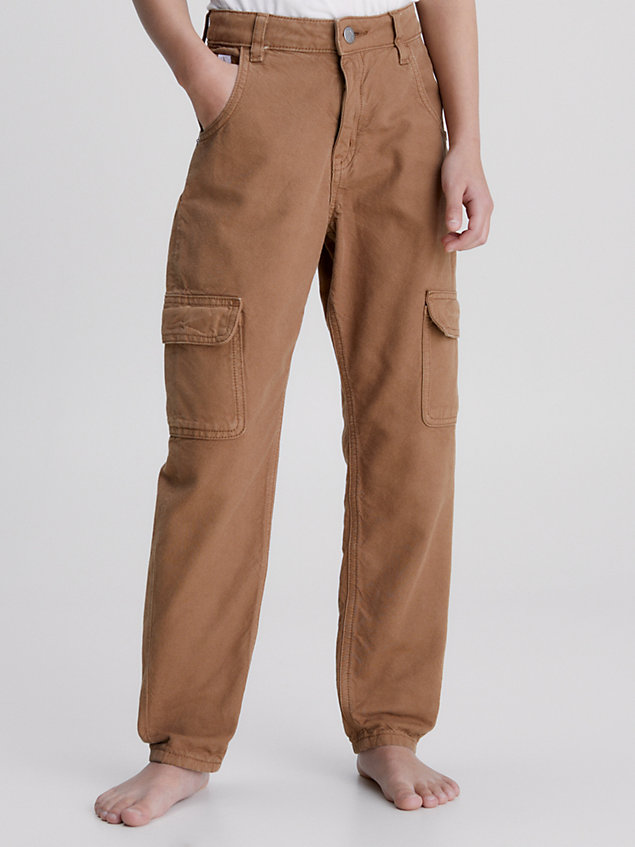 jean coloré à jambes droites beige pour filles calvin klein jeans