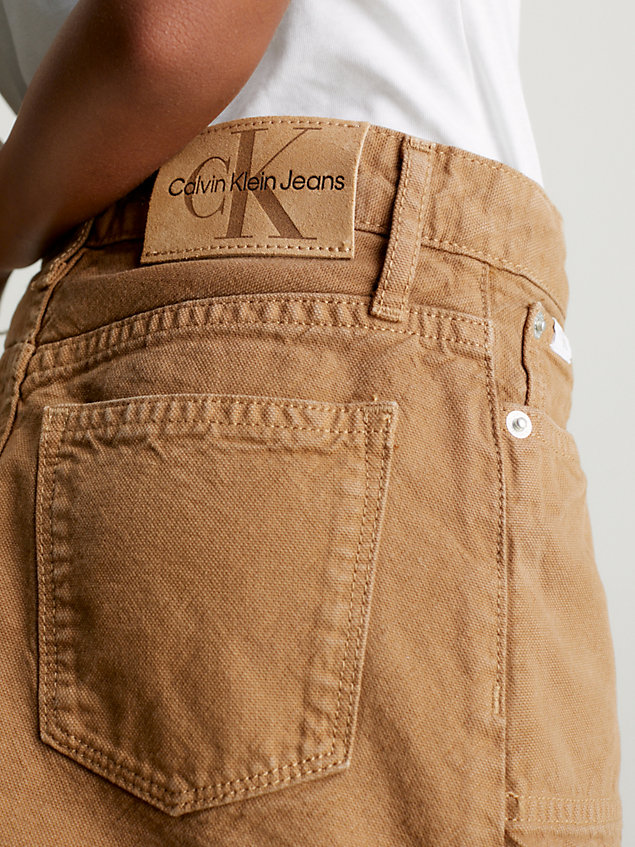 beige schmales workwear-hemd aus canvas für maedchen - calvin klein jeans