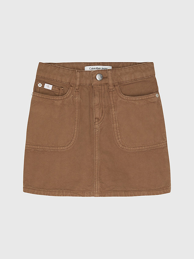 beige slim canvas workwear skirt for girls calvin klein jeans