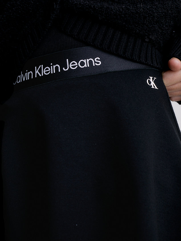 jupe évasée avec logo en punto milano black pour filles calvin klein jeans