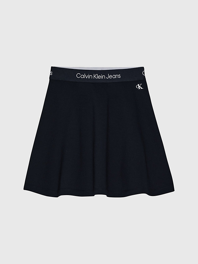 black punto milano flared logo skirt for girls calvin klein jeans