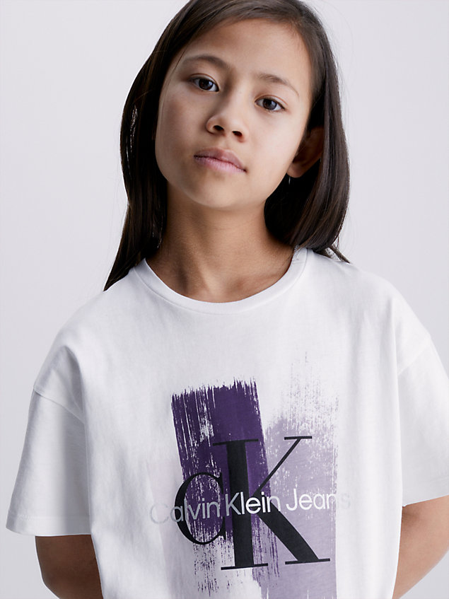 white t-shirt z logo graficznym dla dziewczynki - calvin klein jeans