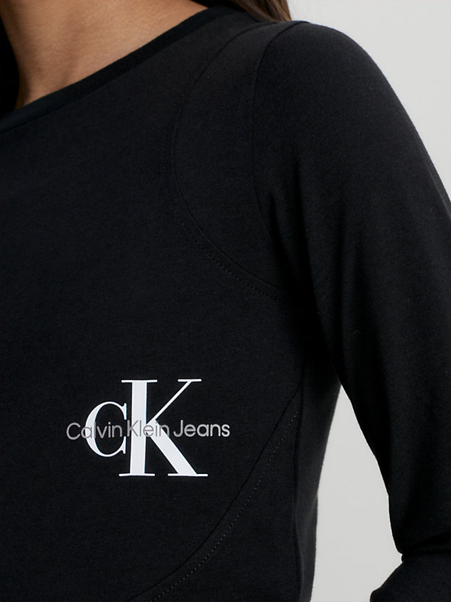 black t-shirt met lange mouwen en logo voor meisjes - calvin klein jeans