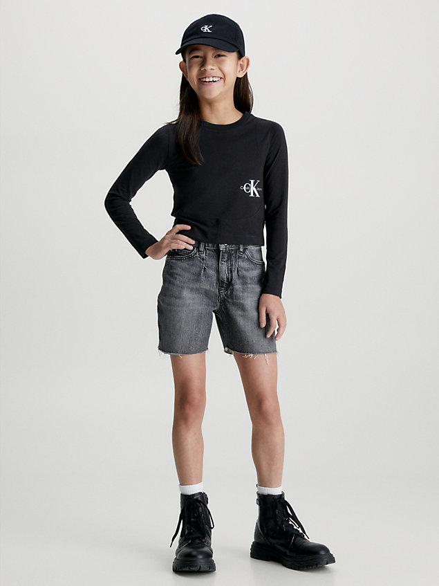 black t-shirt met lange mouwen en logo voor meisjes - calvin klein jeans
