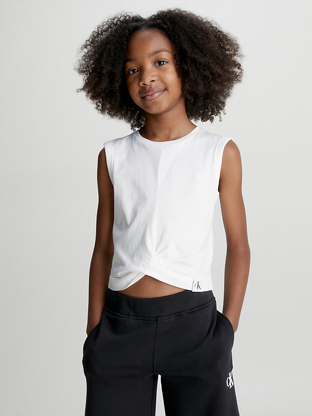 bright white twist front tank top for girls calvin klein jeans