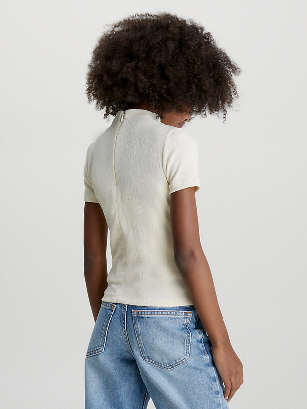 whitecap gray slim crinkle top for girls calvin klein jeans