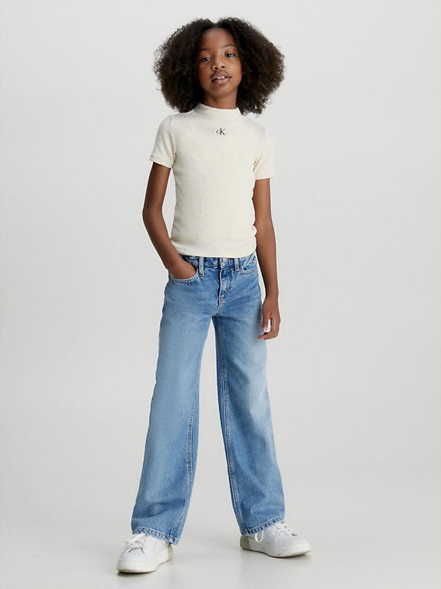 whitecap gray slim crinkle top for girls calvin klein jeans