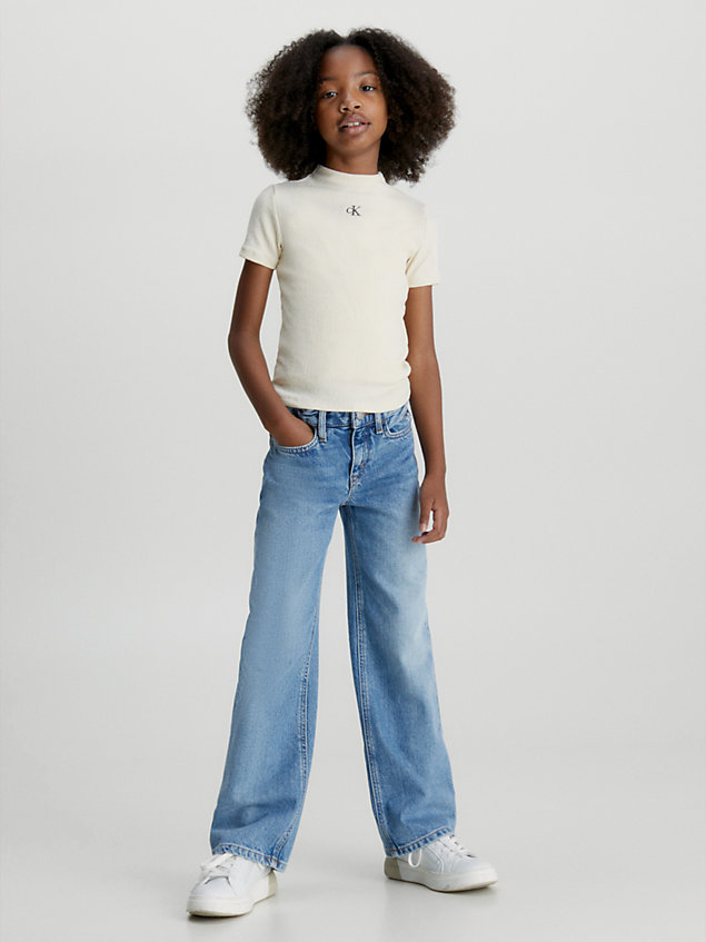 grey slim gekreukte top voor meisjes - calvin klein jeans