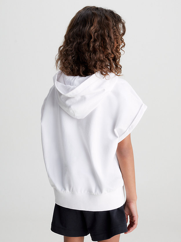bright white short sleeve logo hoodie for girls calvin klein jeans