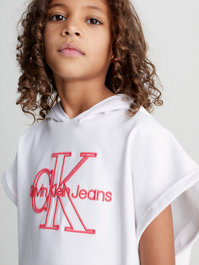 white short sleeve logo hoodie for girls calvin klein jeans