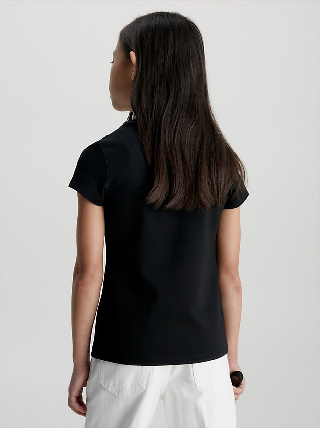 ck black t-shirt z logo dla dziewczynki - calvin klein jeans