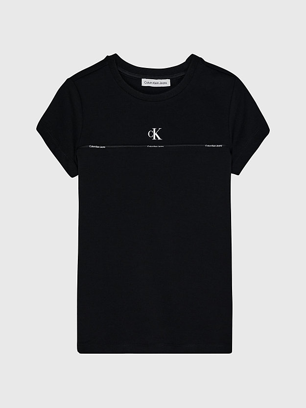 ck black t-shirt z logo dla dziewczynki - calvin klein jeans