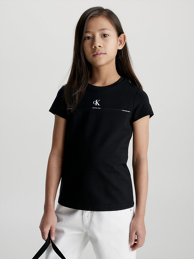 black t-shirt met logo voor meisjes - calvin klein jeans