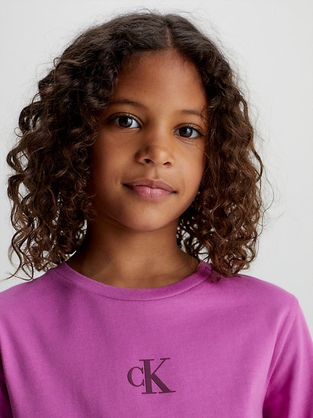 purple long sleeve logo t-shirt for girls calvin klein jeans