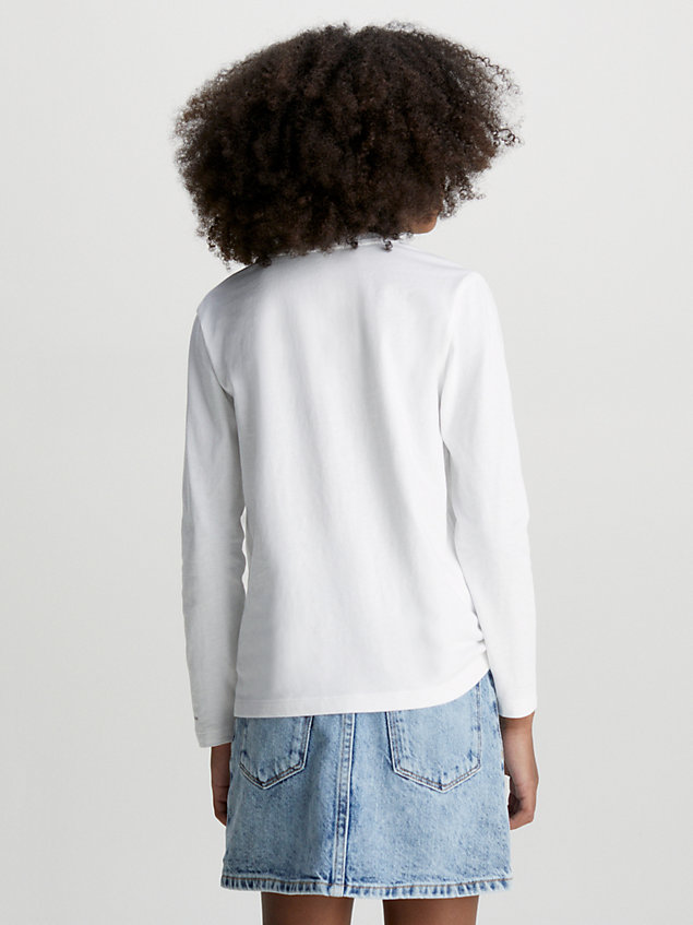 white logo t-shirt met lange mouwen voor meisjes - calvin klein jeans