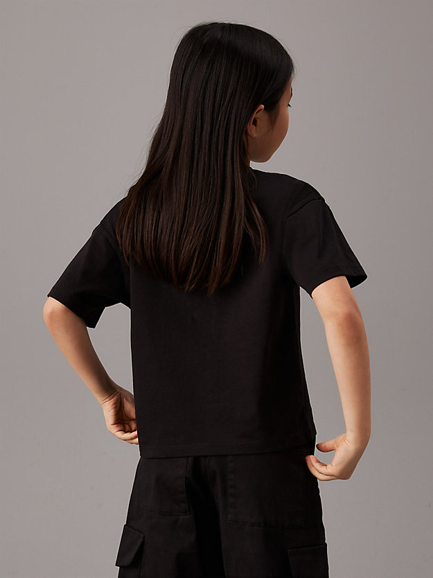 ck black boxy cotton t-shirt for girls calvin klein jeans