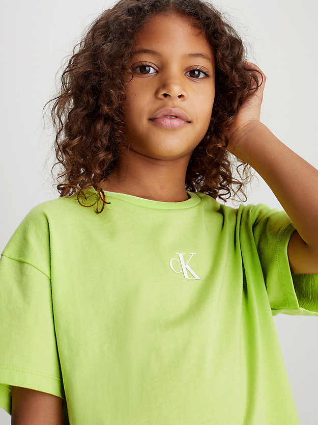 sharp green boxy cotton t-shirt for girls calvin klein jeans
