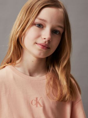 pink sand boxy t-shirt for girls calvin klein jeans