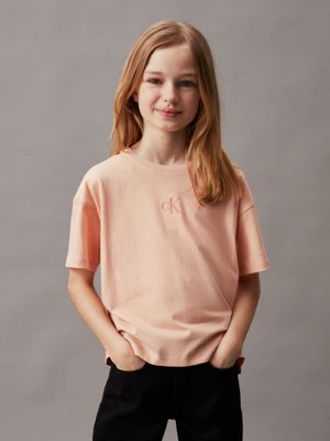 pink boxy t-shirt for girls calvin klein jeans