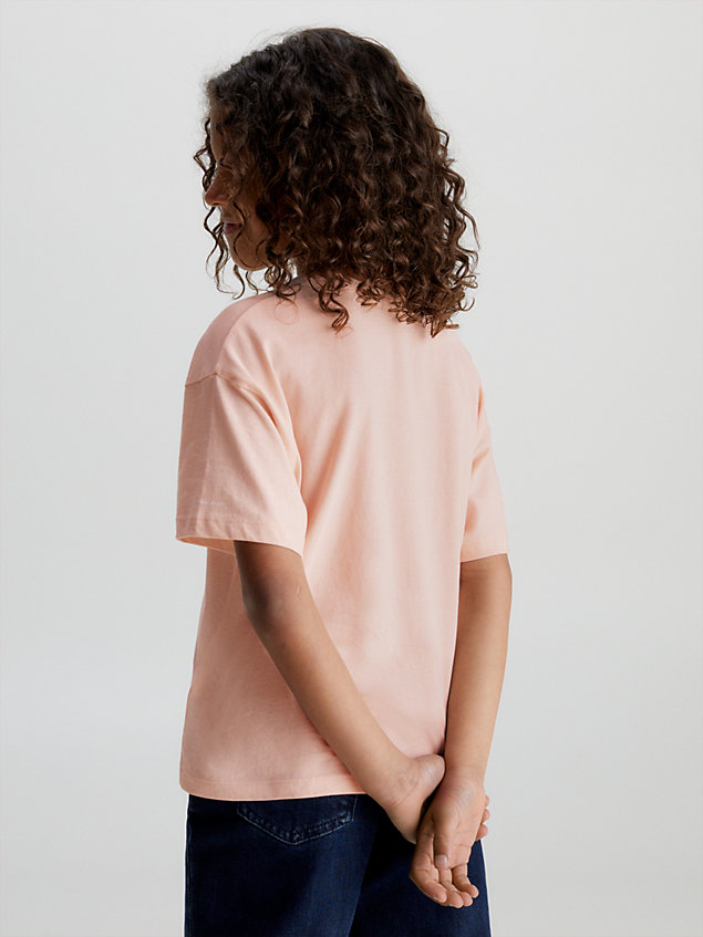 pink boxy cotton t-shirt for girls calvin klein jeans