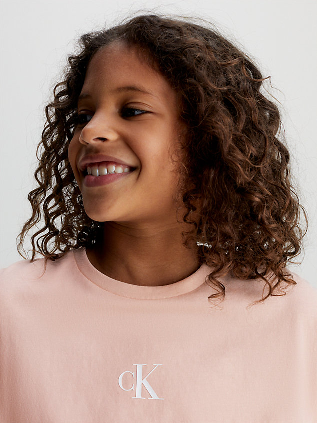 pink boxy t-shirt for girls calvin klein jeans
