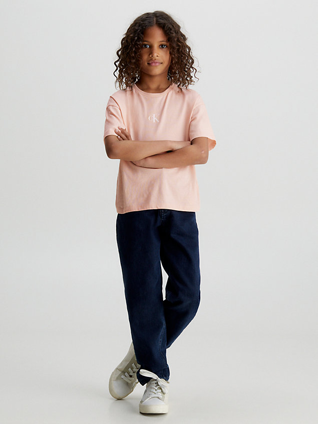 pink boxy katoenen t-shirt voor meisjes - calvin klein jeans