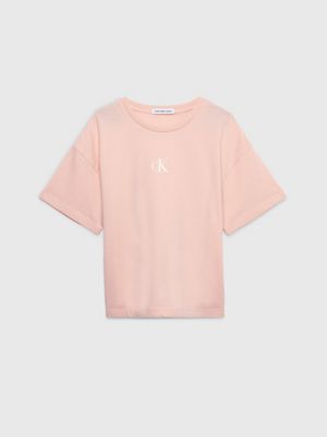 pink boxy t-shirt for girls calvin klein jeans
